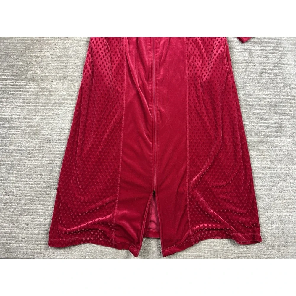 Sag‎ Harbor Sleepwear Womens Medium Red Velour Full Zip Long Sleeve Polyester